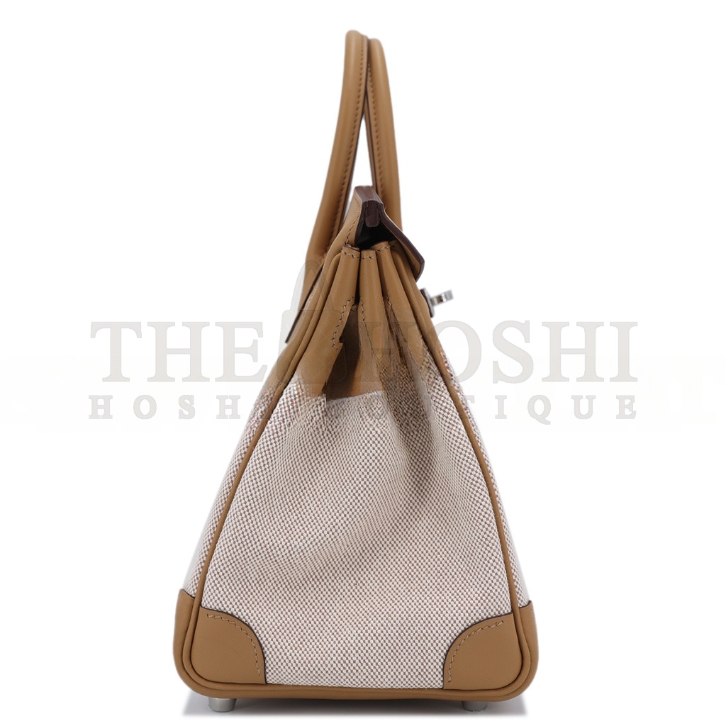 H**me5 BIRKIN 30 SWIFT CANVAS BISCUIT SILVER BUCKLE H082686CKA6 (30*23*15cm) Master Quality